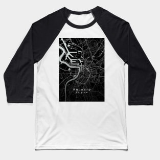 Antwerpen Belgium City Map dark Baseball T-Shirt